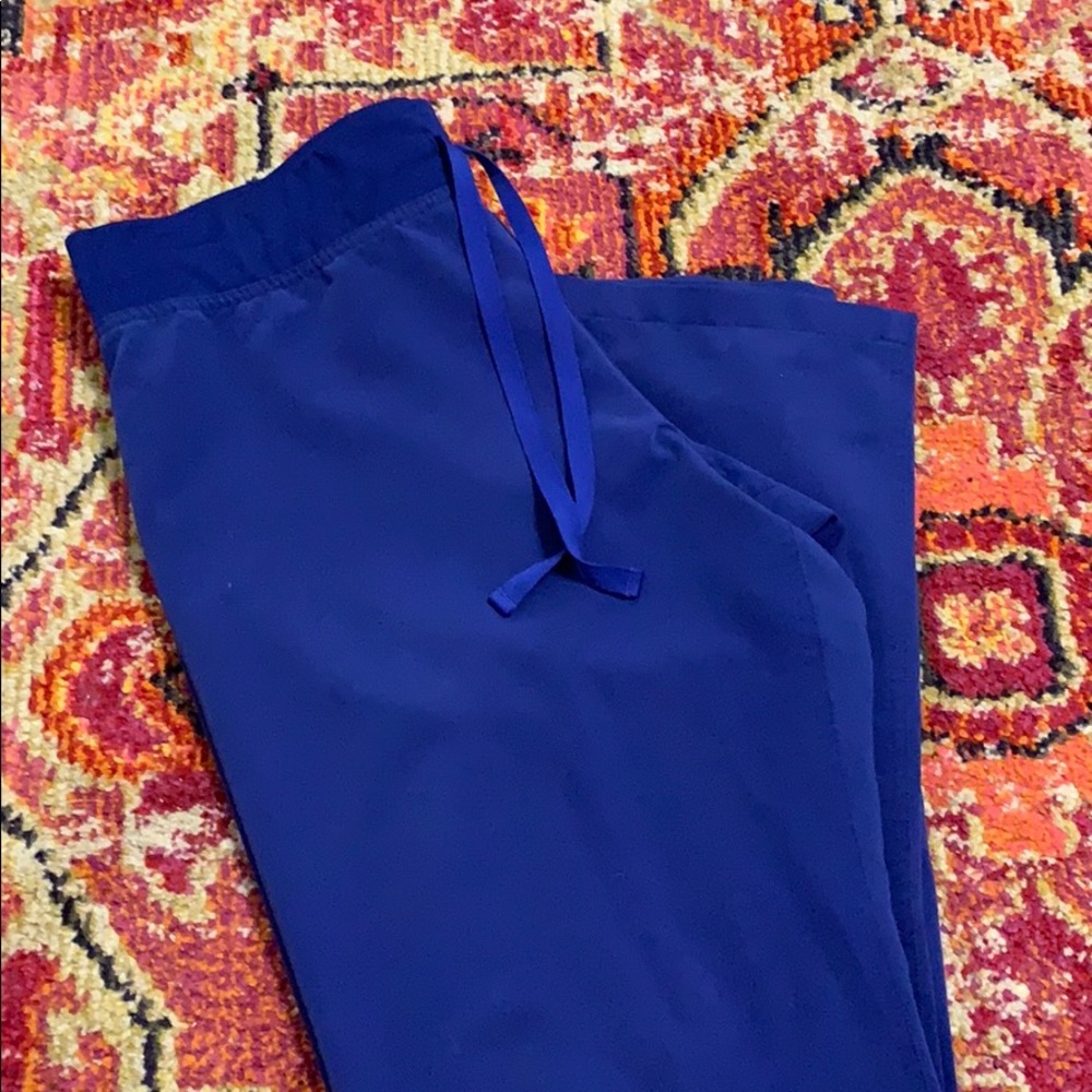 Royal blue Figs scrub pants.